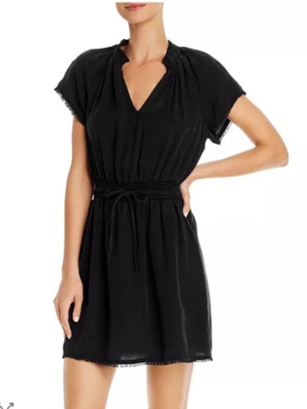 Bella Dahl Black Mini Dress with Smocked Waist